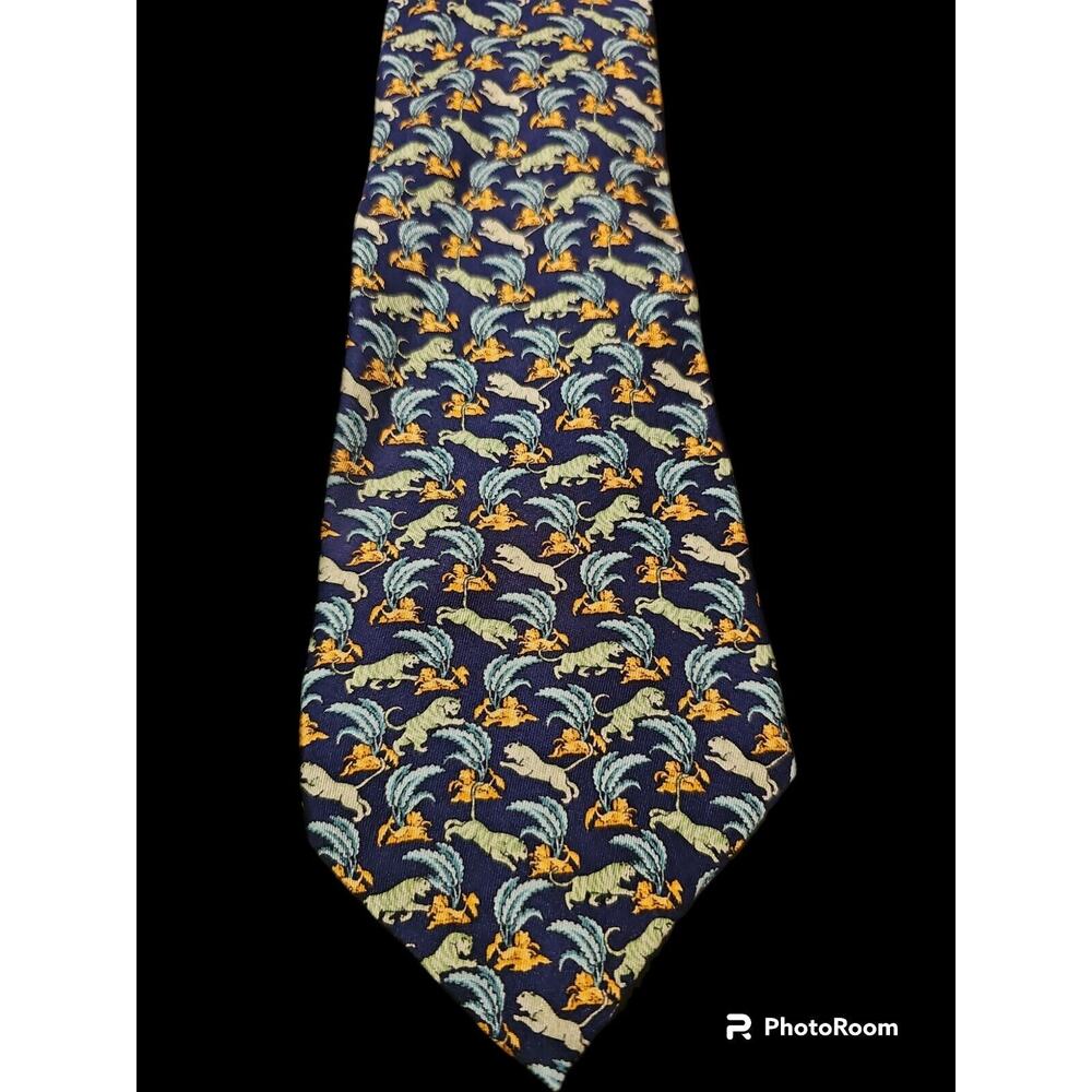 Thomas Pink Silk Tie Wild Tiger - Picture 2 of 2